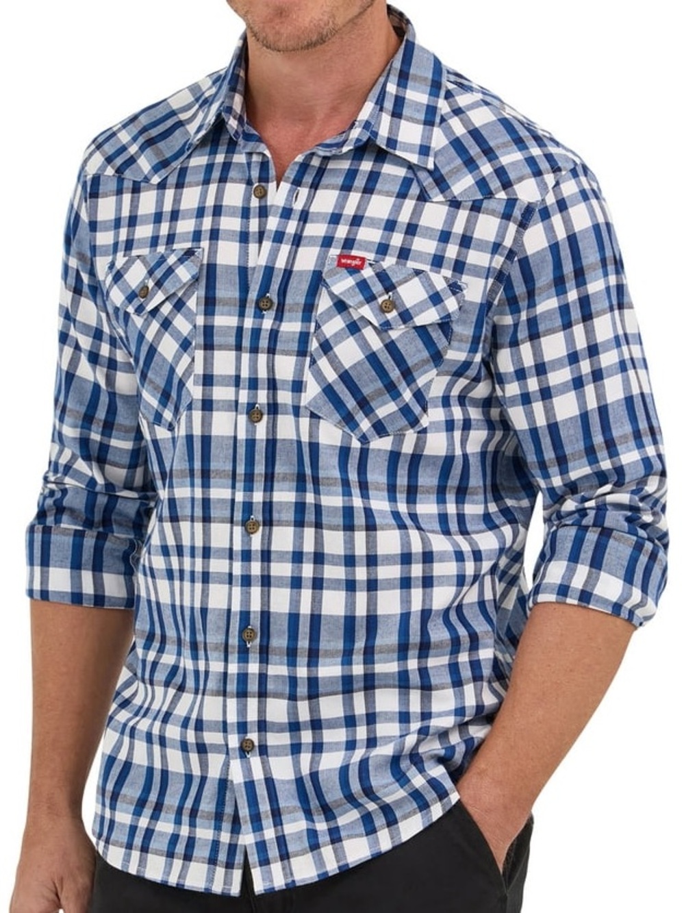 🆕 Wrangler Men's Long Sleeve Woven Twill Shirt with Sunglasses Cleaner 2XL